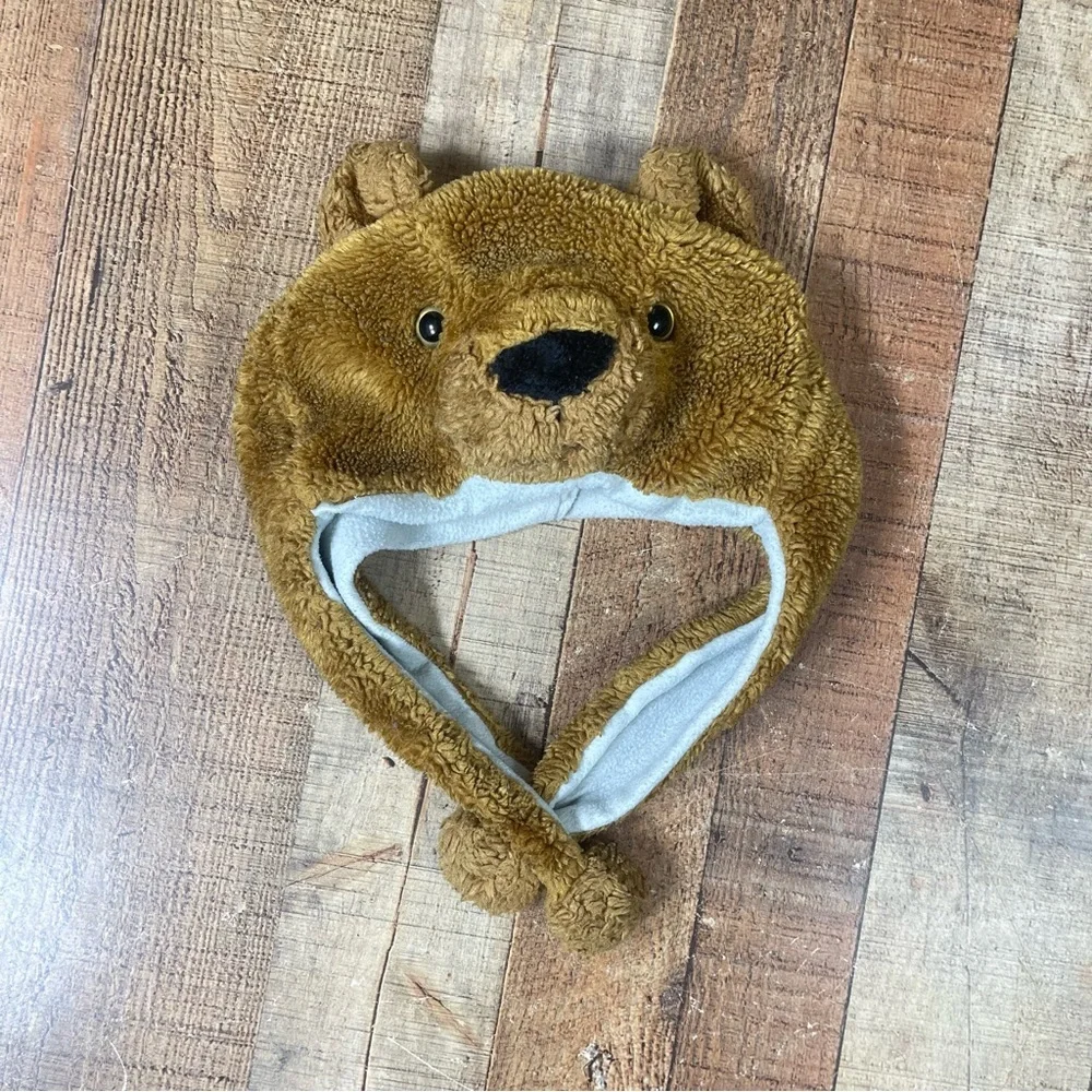 Kids Fuzzy Warm Brown Bear Fleece Hat Winter